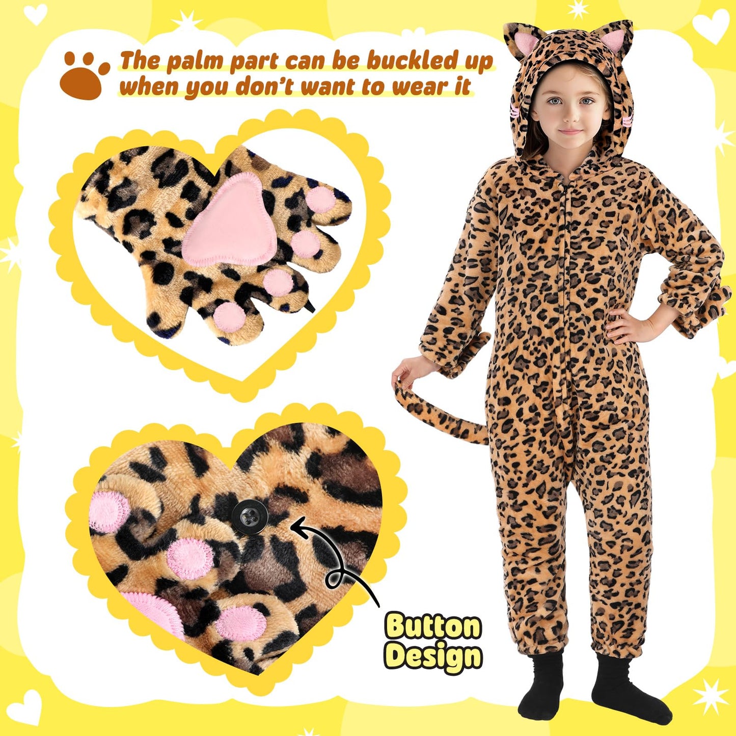 Joycover Cat Costume For Girls, Onesie Leopard Costume Girls, Leopard Cat Costume For Kids Dress Up, Role Play Halloween Costume