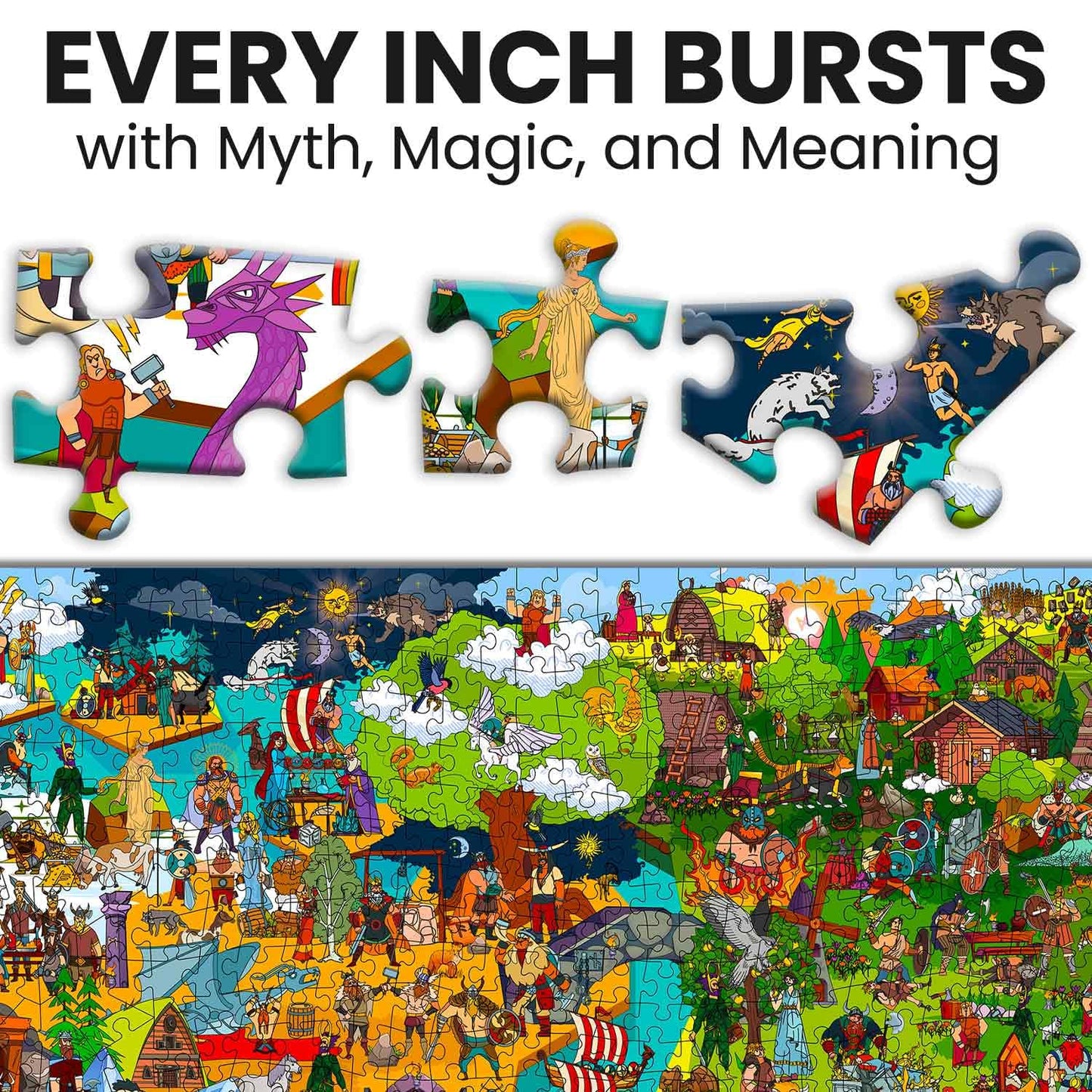 QUOKKA 1000 Piece Puzzle for mature-themeds Norse Gods - mature-themed Puzzles with Secret Tasks & Immersive Audio Story of Ancient Myths and Legends for Deep Relaxation for Challenge Puzzle Lovers