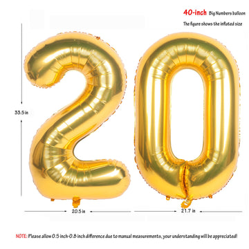 40 Inch Gold Number Balloons Helium Foil Mylar Balloon Birthday Party Banquet Decoration 20