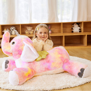 Earthsound Giant Elephant Unicorn Stuffed Animal Plush Toy,Large Jumbo 30'' Big Size Soft Toys,Cute Huge Fluffy Plushy Fat Plush