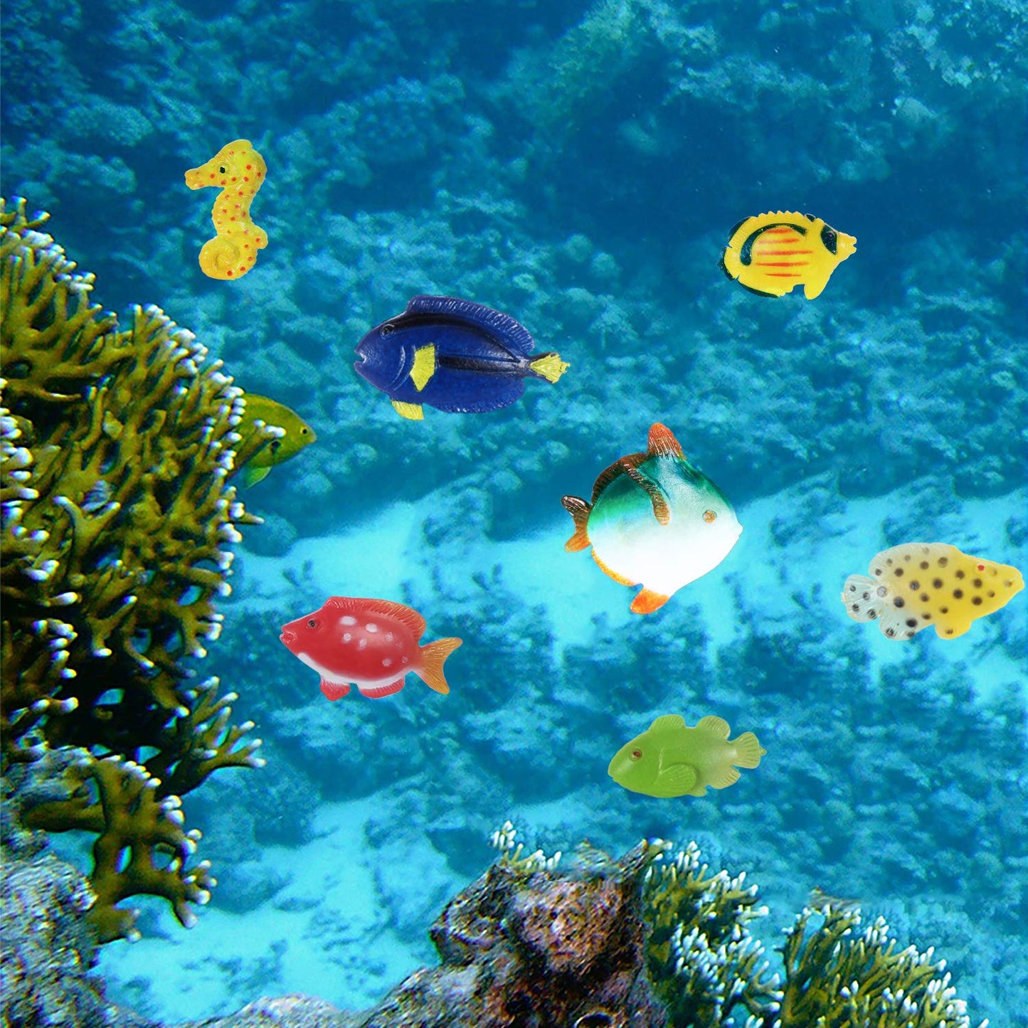 Boao 48 Pcs Plastic Fish Toys Small Tropical Fish Figure Play Set Sea Animals Bath Toys Tropical Party Favors Assorted Ocean Creatures Figures Birthday Learning Educational Party Supplies