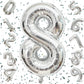 Flyloons 8 number Silver Foil Balloon 16 inch Size Birthday Decoration Items | 8th Year Balloons | Eight