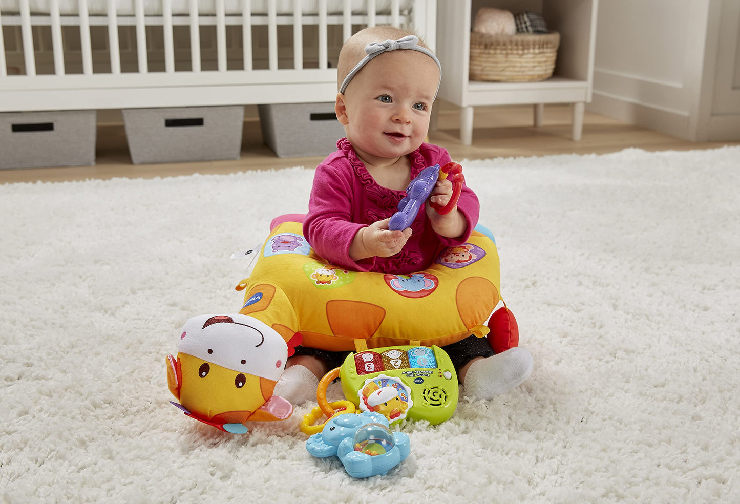 VTech Tummy Time Discovery Pillow - Multicolor, 3.94"x15.75"x27.17", Durable Plastic, Model 80-506800