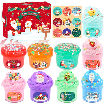 9 Pack Christmas Slime Kit, With 3 Butter Slime And 3 Cloud Slime And 3 Clear Slime, Soft & Non-Sticky, Birthday Gifts For Girls