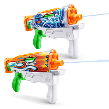 X-Shot Fast-Fill Skins Hyperload (2 Pack) By Zuru, Watergun, Water Blaster Toys, 2 Blasters Total, Fills With Water In Just 1 Second! (Flames And Water Splash)
