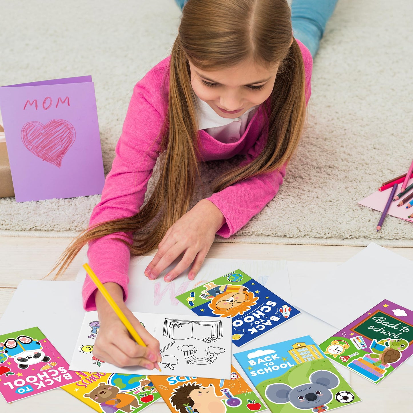 Back to School Coloring Books for Kids - 24Pcs Bulk First Day of School Mini Coloring Booklet Cartoon DIY Art Drawing Book for T