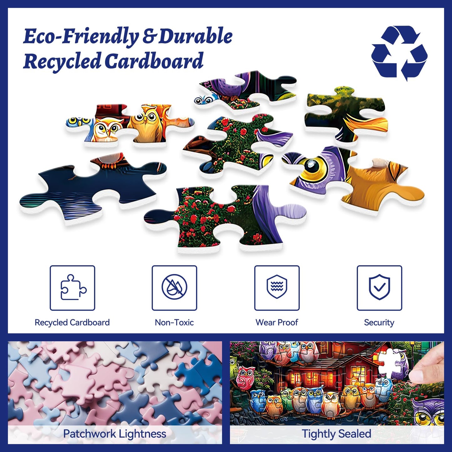 HQXXJW 300 Piece Puzzles for mature-themeds  300 Piece Puzzles for mature-themeds Large Piece  Moonlit Night Owl Village Jigsaw Puzzle  Funny Gift for mature-themed Kids Senior Challenging Family Games Toy  20.5 X 15 in