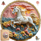 Wooden Puzzle For Adults 200 Piece - 3D Vision Effect Galloping White Horse Wooden Puzzle Unique Shape Advanced Wooden Jigsaw Pu