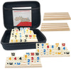 DOLLERGO Rummy Game - 6 Wooden Racks/Trays, 160 Tiles, Portable Case, Okey Game for 2-6 Players, White
