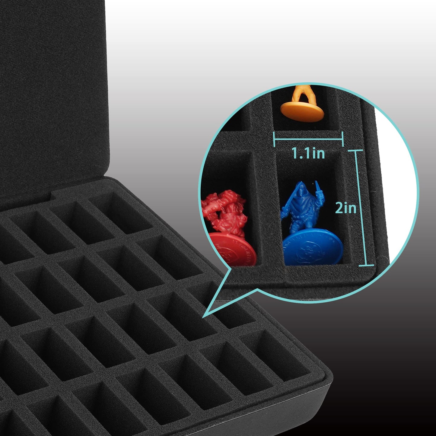 Minahao Hard EVA Minature Figure Box - 36 Slot Figurine Carrying Case Pre-grooved foam layer Compatible with Warhammer 40k  DND & All Small Based Miniatures (Case Only)
