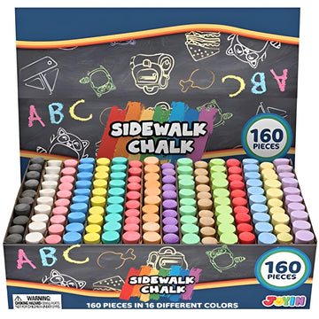 160 Pcs Washable Sidewalk Chalks Set Non-Toxic Jumbo Chalk For Outdoor Art Play, Painting On Chalkboard, Blackboard And Playground