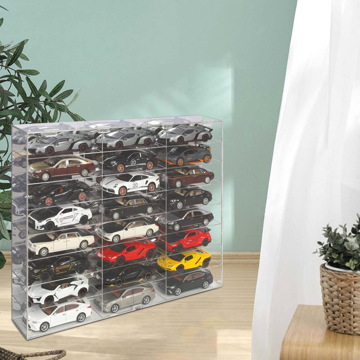 Hot Clear Acrylic Display Case For 1:24 Scale Diecast Toy Model Cars Wheels Storage Showcase, 24 Compartments, Ahw24