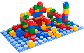 Uniplay Platform Soft Building Blocks - Educational Sensory Stacking Blocks, Learning Toy With Four 11 X 11 Inch Base Plates For