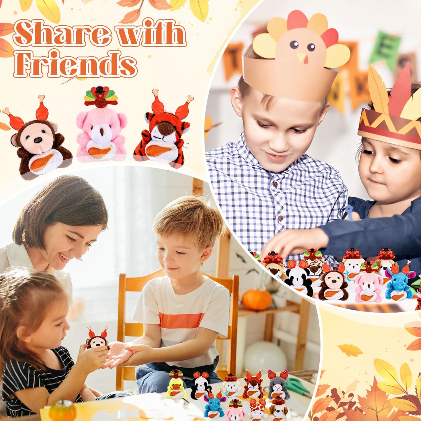 Soulchen 36 Pcs Mini Fall Thanksgiving Stuffed Animal Bulk Small Thanksgiving Day Plush Animals Soft Tiny Autumn Pumpkin Turkey