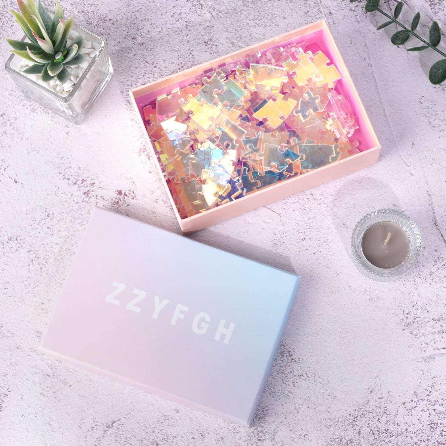 ZZYFGH Round Jigsaw Puzzle - 120 Pieces Color Changing Acrylic - 12x10 Inches - Difficult Challenge for Adults