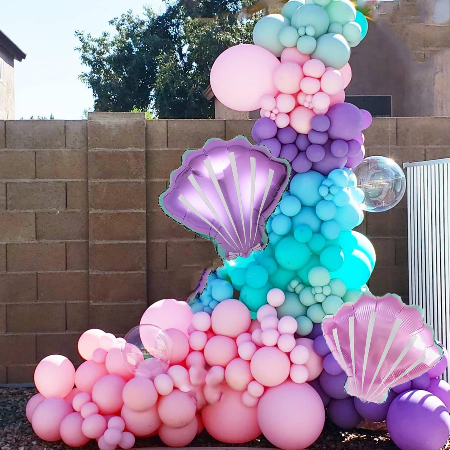 158Pcs Mermaid Balloons Garland Arch Kit With Green Pink Purple Balloons And Shell Balloons For Baby Shower Princess Birthday Pa