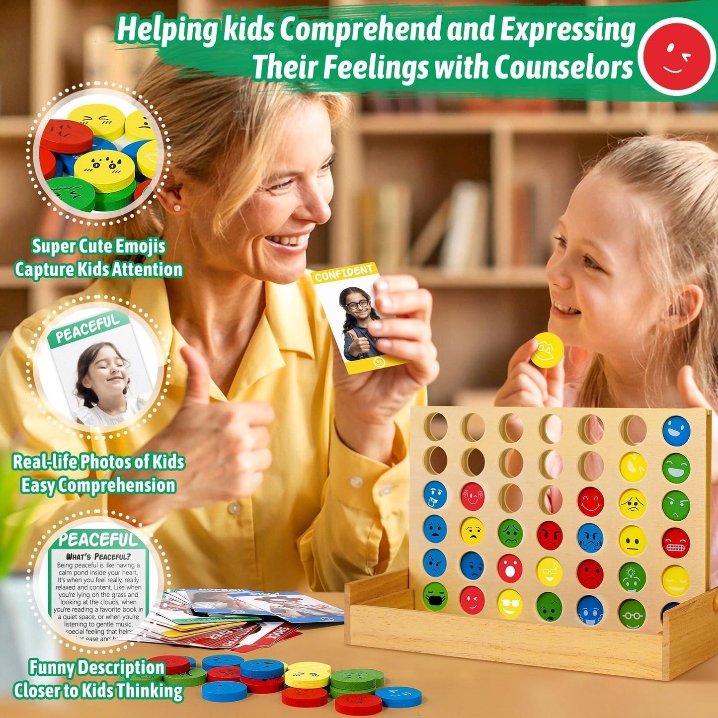 Garybank Social Emotional Learning Therapy Games for Kids, 56 Emotion Cards, Coping Skills Activities, Vivid Color, Model Emk01