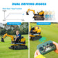 Joyldias 360 Degree Rotating Ride On Excavator And Bulldozer,12V12Ah Battery Powered Ride On Toy Backhoe W/Track Design Wheels F