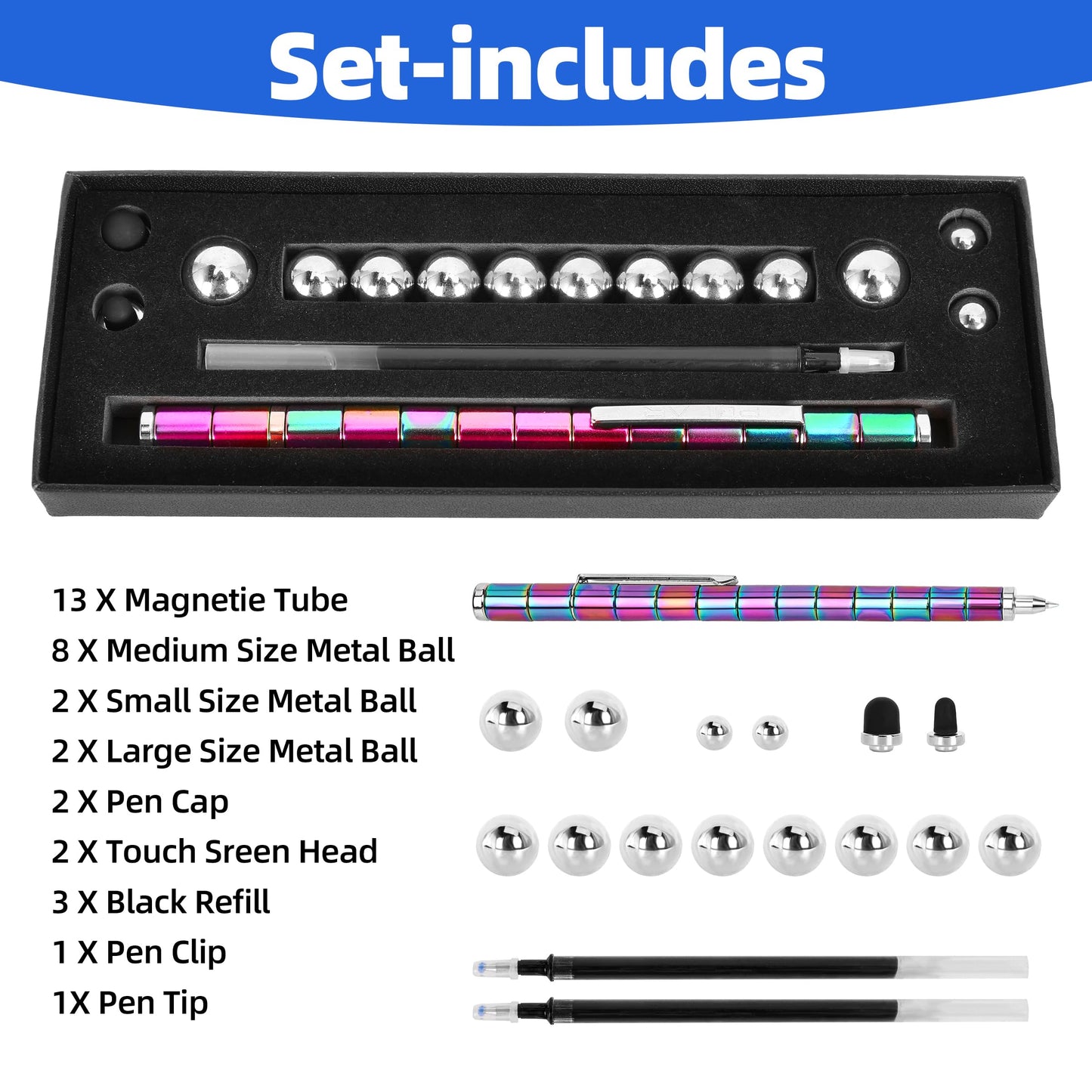 DAIKOYE Fidget Pen Magnetic Toys - Multicolor Metal Small Fidget Pens for Teens & Kids