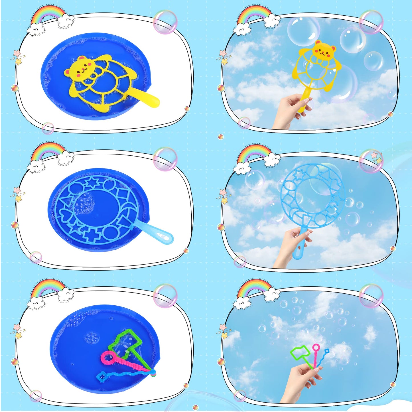 Oun Nana Bubble Wands Set, 38 Pcs Large Bubble Wands With Tray For Kids, Giant Bubble Wands Bubble Makers Bulk For Kids Summer Outdoor Bubble Party Favors