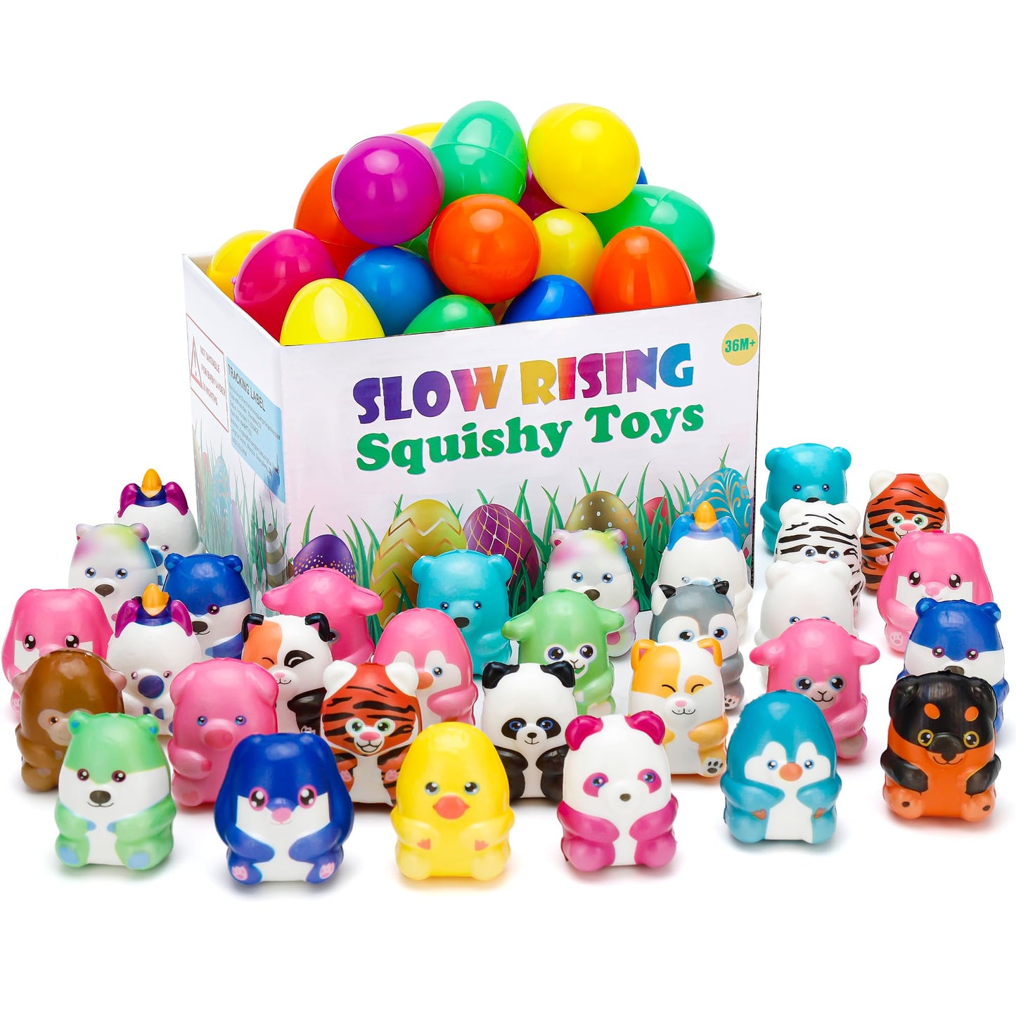Slow Rising Squishy Toys With Easter Eggs - 30 Pcs Stress Relief Fidget Toys,Birthday Goodie Bag Stuffers Treasure Box Toys, Kid