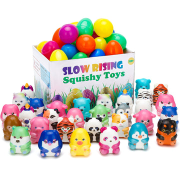 Slow Rising Squishy Toys With Easter Eggs - 30 Pcs Stress Relief Fidget Toys,Birthday Goodie Bag Stuffers Treasure Box Toys, Kid