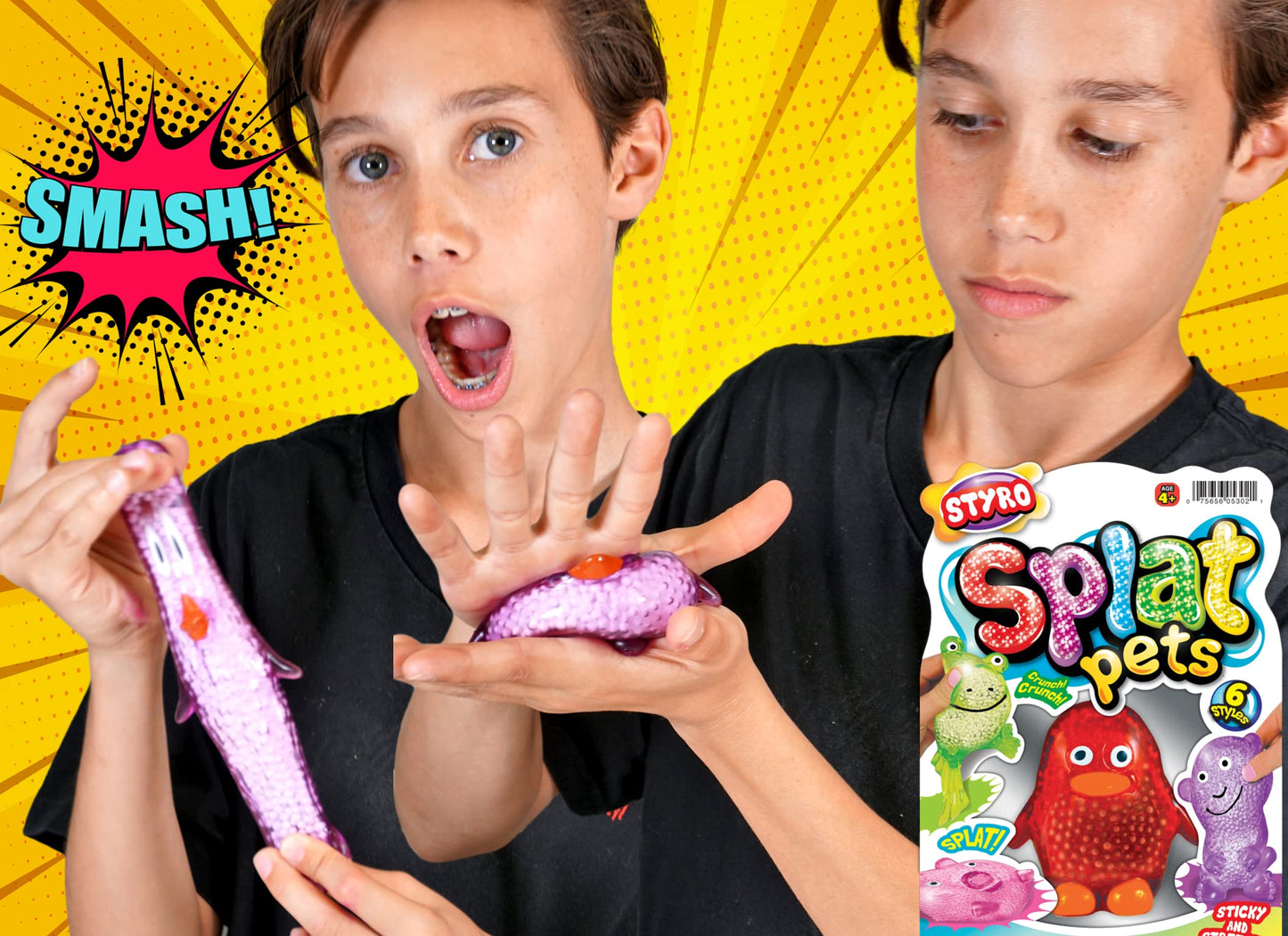 Ja-Ru's Splat Pets - Animal Stress Balls (6 Splat Animals Assorted). Sensory Fidget styrofoam beads for Kids and mature-themed. Squeeze Toys Party Favors Christmas Stocking Stuffers. 5302-6s