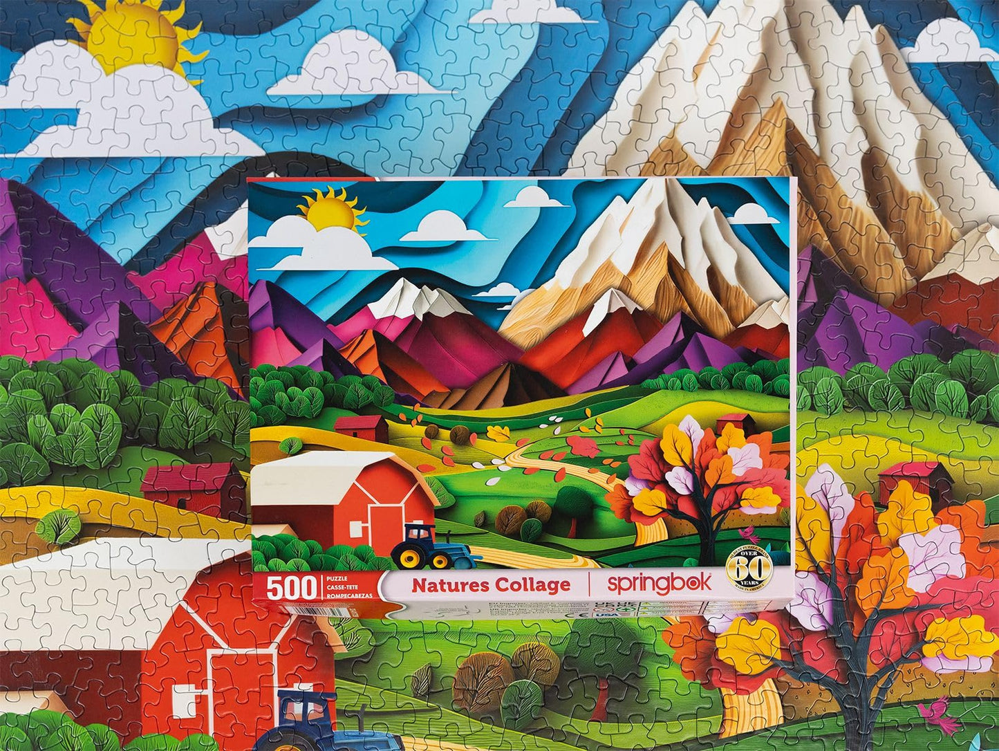 Springbok Nature'S Collage 500 Piece Jigsaw Puzzle For Adults - Vibrant Cut Paper And Quilling Image - Unique Cut Pieces - Made