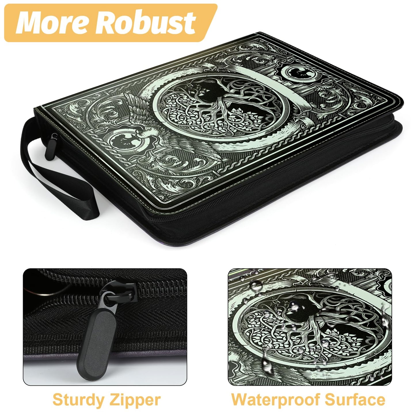 MTGPRO 9 Pocket Card Binder Trading Card Binder enhanced 720 Double PU Card Collection Binder with Sleeves Card Folder for MTG  TCG  Sports Cards(Black)