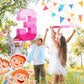 Sratte Number Piñata Pink Piñata Birthday Decorations Gradient With Stick Blindfold Confetti For Girls Boys Birthday Anniversary Party Decorations Supplies(Number 3)