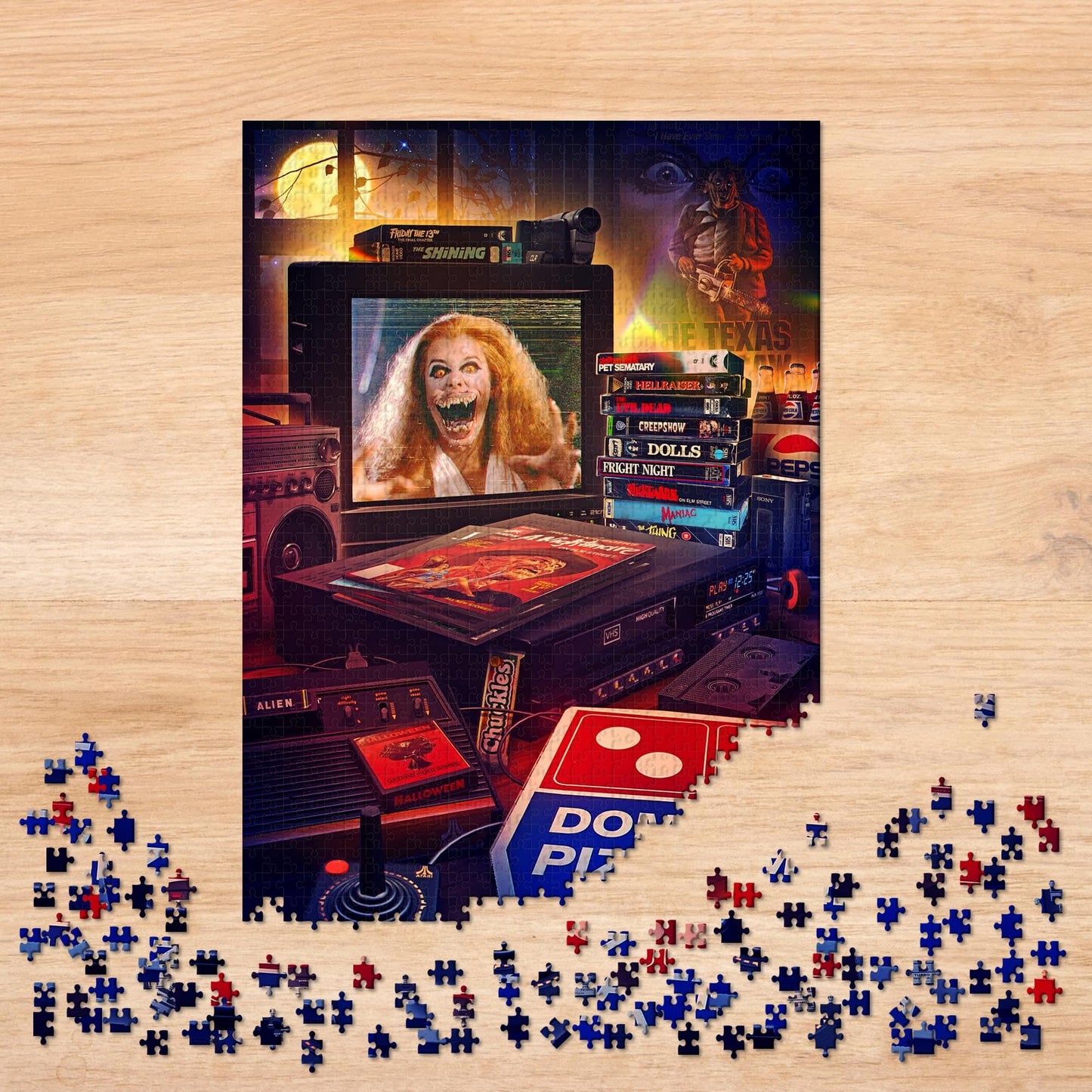 Halloween Pizza Party 1000-Piece Jigsaw Puzzle By Rachid Lotf | Fun Brain Teaser, Toys & Games | 28 X 20 Inches