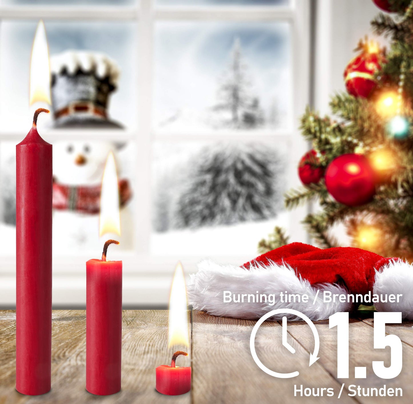 BRUBAKER Tree Candles - Pack of 20 - Dark Red - 3 x  Inches (9.5 x 1.27cm) - Made in Europe - Pyramids, Carousels & Chimes