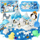 G.C Winter Polar Sensory Bin for Kid, Snow Play Sand Toy Kit with Sandbox/Sensory Sand/Arctic Animals Figures, Ice Wonderland Se