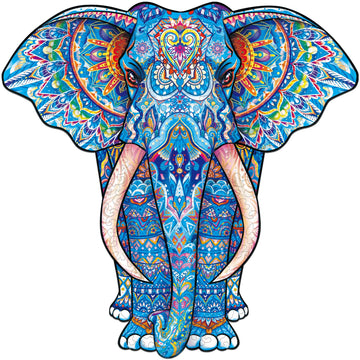 Claord 2.1 Elephant Wooden Jigsaw Puzzles For Adults, 12.2 X 12.2 Inches And 192Pcs With 12 Uniquely-Shaped Pieces, Colorful Unique Shape Animal Wooden Puzzle, Best Gift For Adults And Kids…