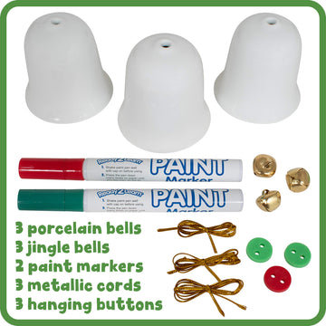 READY 2 LEARN Christmas Crafts - Design Your Own Porcelain Bells - Craft Kit for Kids - Christmas Tree Decorations - All Materia