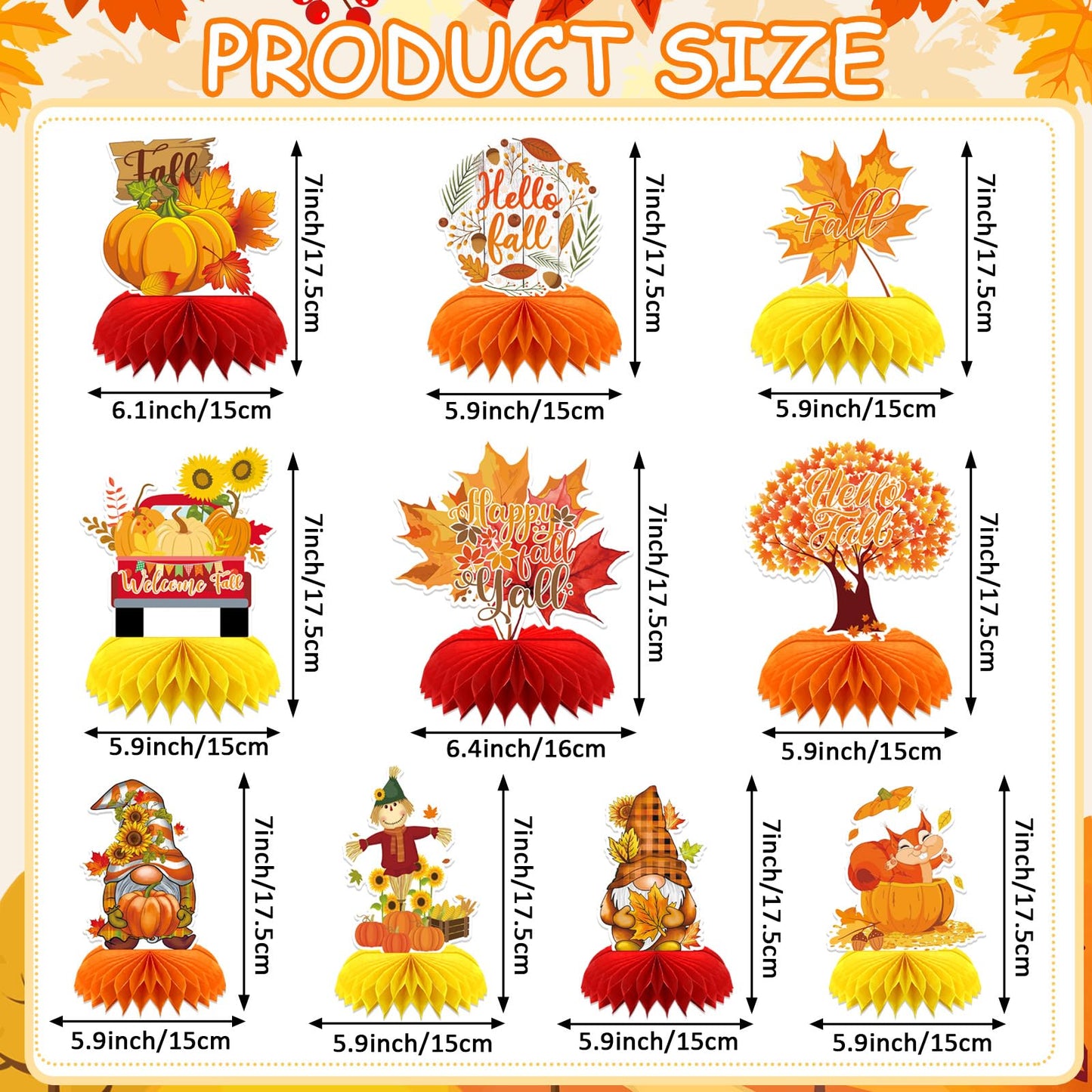 DTOFOOT Fall Party Decorations,10 Pcs Fall Table Decorations Centerpieces Fall Table Centerpieces for Thanksgiving Table Decor F