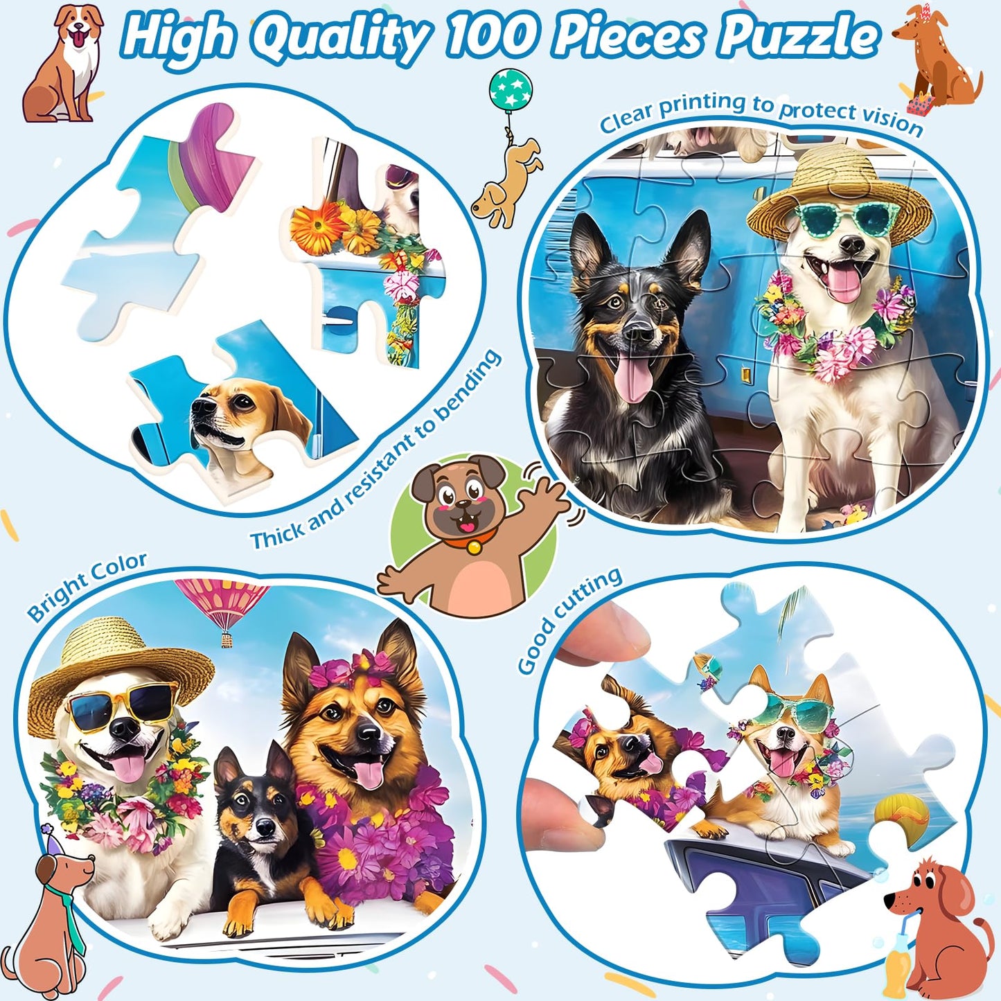 100 Piece Puzzles for Kids Ages 4-8 Kids Puzzles Ages 4-6 6-8 Jigsaw Puzzles for 4 6 8 Year Old Kid 100 Piece Puzzle for mature-themed Senior Dog Animals Beach Puzzle Easy Jigsaw Puzzle Games Gift