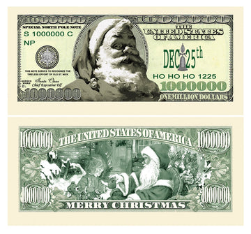 American Art Classics Santa Claus Million Dollar Bill - (Pack Of 25) - Limited Edition Collectible Novelty Dollar Bill - Best Stocking Stuffer Gift