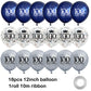 UniBirthLon 18Pcs Happy Birthday Balloons Set, Navy Blue & Silver, Confetti Latex for 100th Birthday Party Decorations
