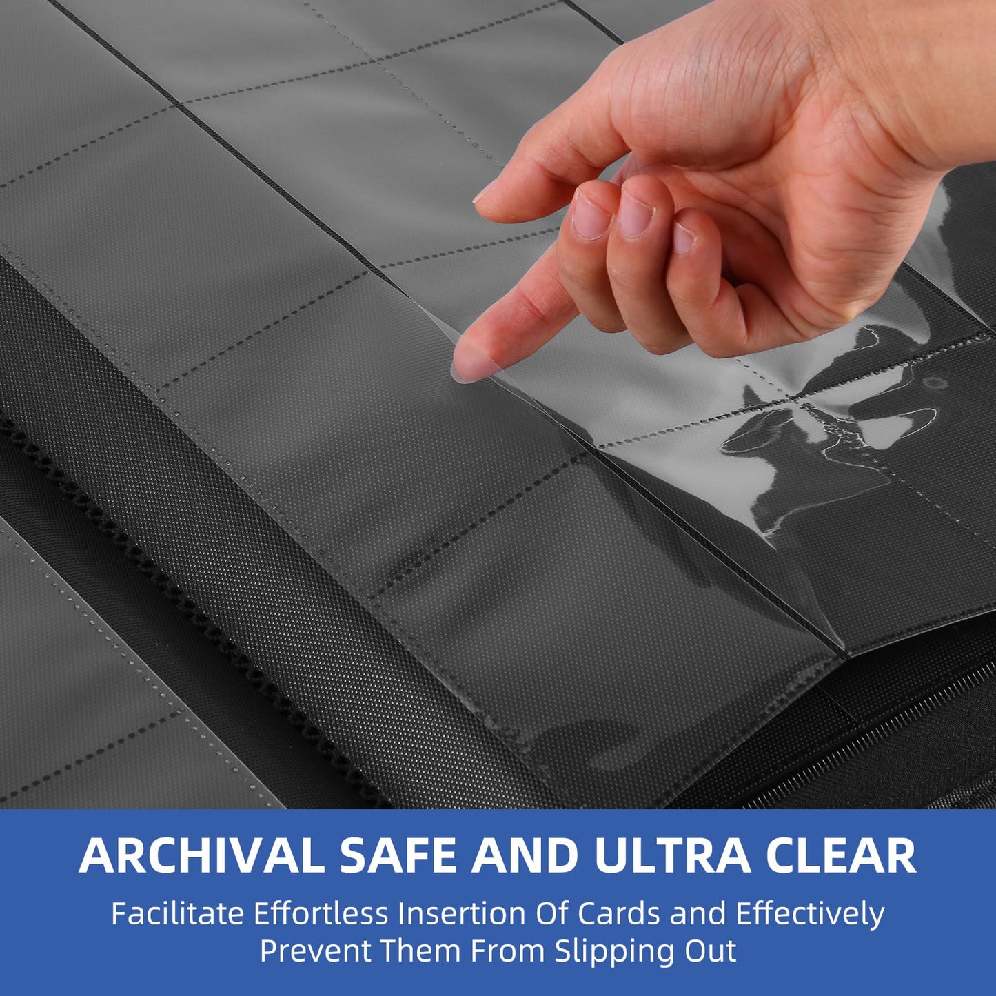 WisOffice enhanced 1000 Card Binder  Ringless Side Loading 16 Pockets Card Binder  1000 Pokcets Trading Card Album Fohlder for Lorcana  MTG  TCG  Game&Sports  Blue