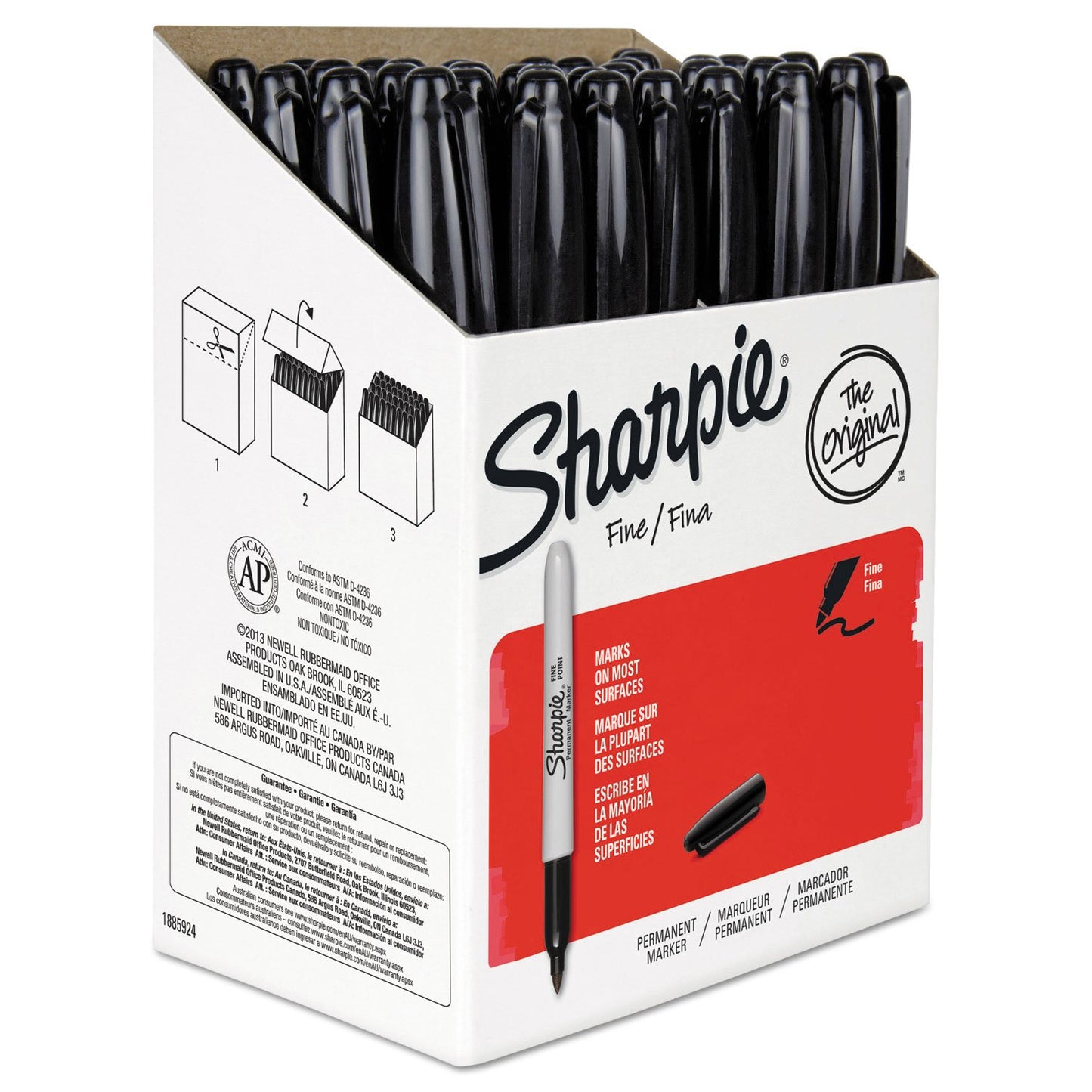Sharpie Fine Permanent Markers, Black, Pack Of 36