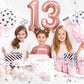 13 Number Balloon Rose Gold 40 Inch Big Foil Mylar 13Th Balloons For 13 Year Old Boy Girl Birthday Party Decorations Wedding Ann