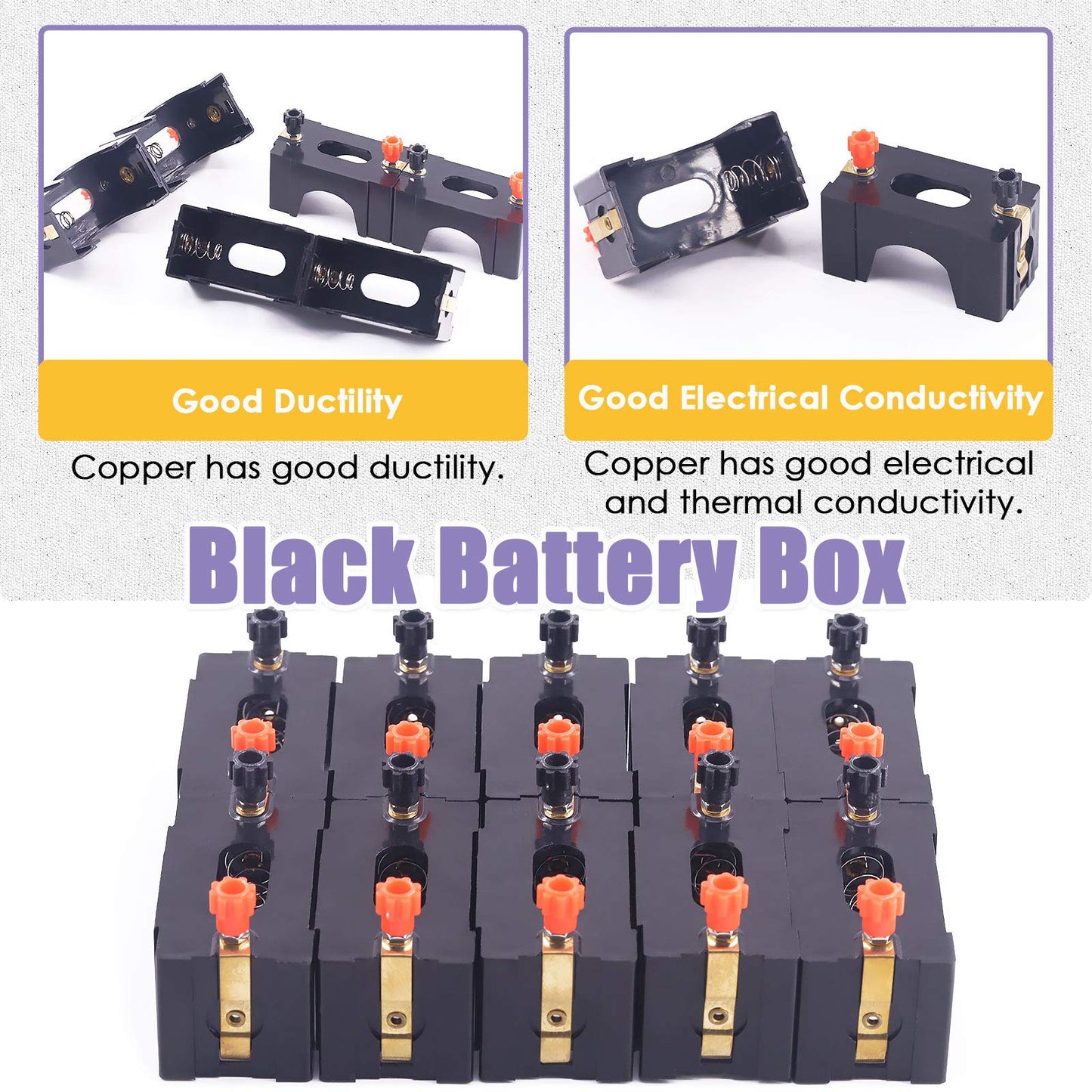Swpeet 10Pcs Series Or Parallel D Battery Holder Kit, Perfect For Physics Laboratory, School Electronic Experimenting, Great For