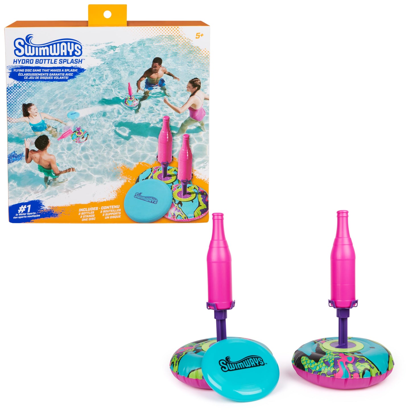 SwimWays Hydro Bottle Splash  Pool Toys for Kids and mature-themeds  tossing Disc Swimming Pool Game  Outdoor Toys for Kids Aged 5 & Up