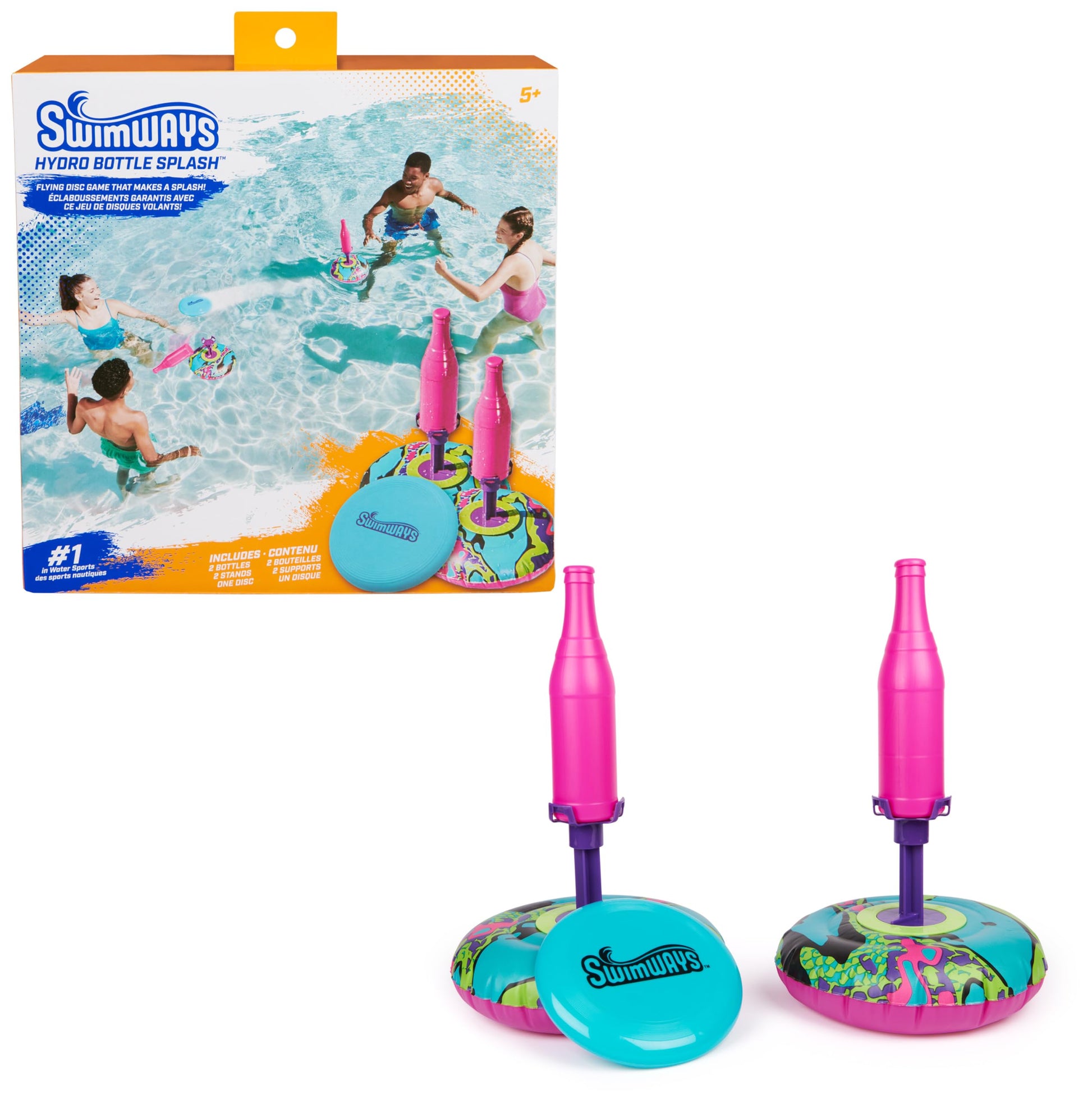 SwimWays Hydro Bottle Splash  Pool Toys for Kids and mature-themeds  tossing Disc Swimming Pool Game  Outdoor Toys for Kids Aged 5 & Up
