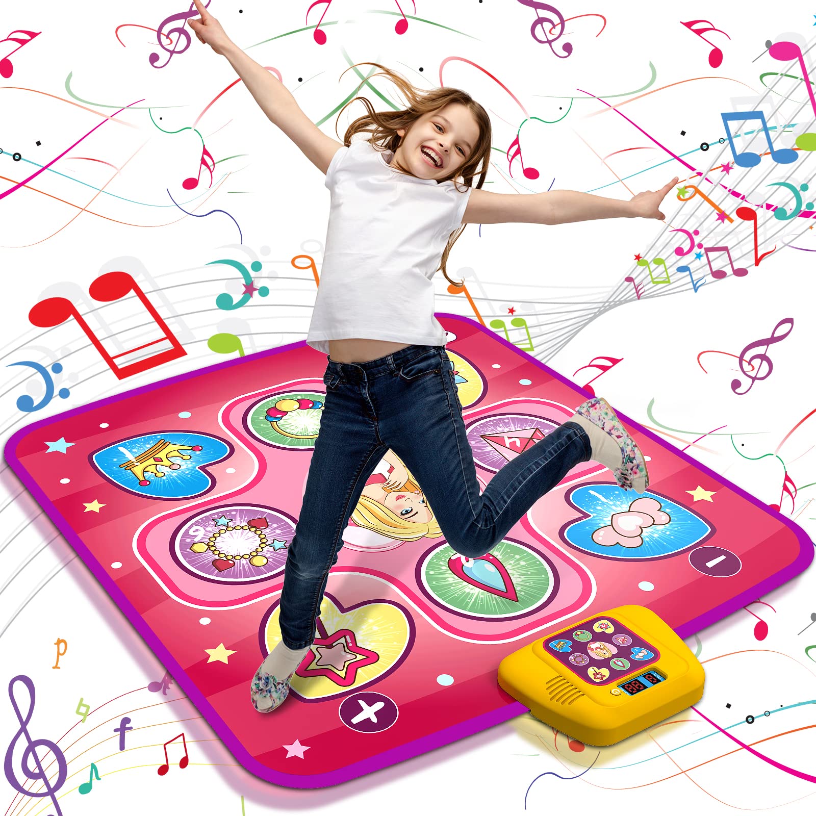 Beefunni Dance Mat, Girls Toy Gift For Ages 3 4 5 6, Led Dance Pad With 5 Fun Game Modes, Adjustable Volume, 3 Challenge Levels,