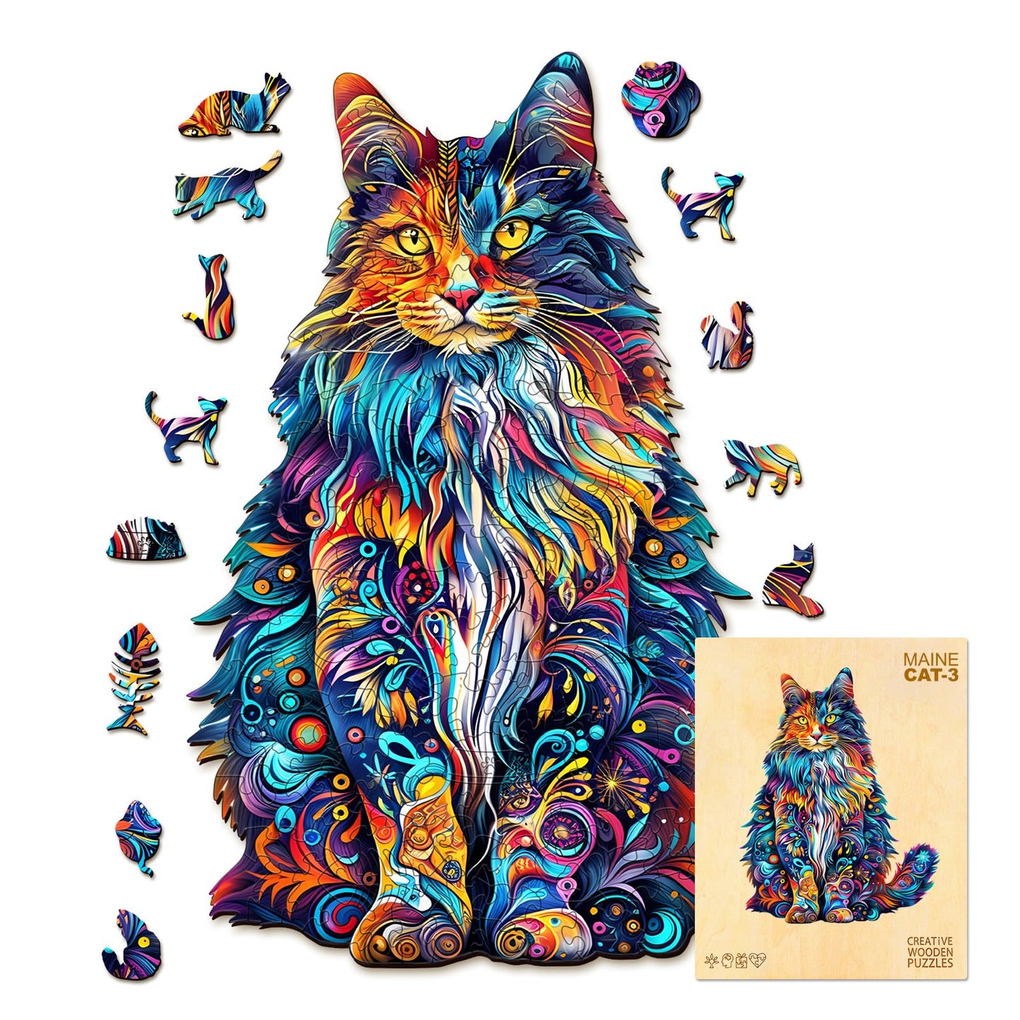 Wooden Puzzles for mature-themeds  Cat Puzzles  Wooden Jigsaw Puzzles for mature-themeds  220 Pieces Wood Puzzles mature-themed  Unique Animal Shape Wood Puzzle  Creative Puzzle Gifts for Family Friend(13.3 * 10.4in)