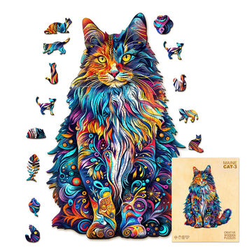 Wooden Puzzles for mature-themeds  Cat Puzzles  Wooden Jigsaw Puzzles for mature-themeds  220 Pieces Wood Puzzles mature-themed  Unique Animal Shape Wood Puzzle  Creative Puzzle Gifts for Family Friend(13.3 * 10.4in)