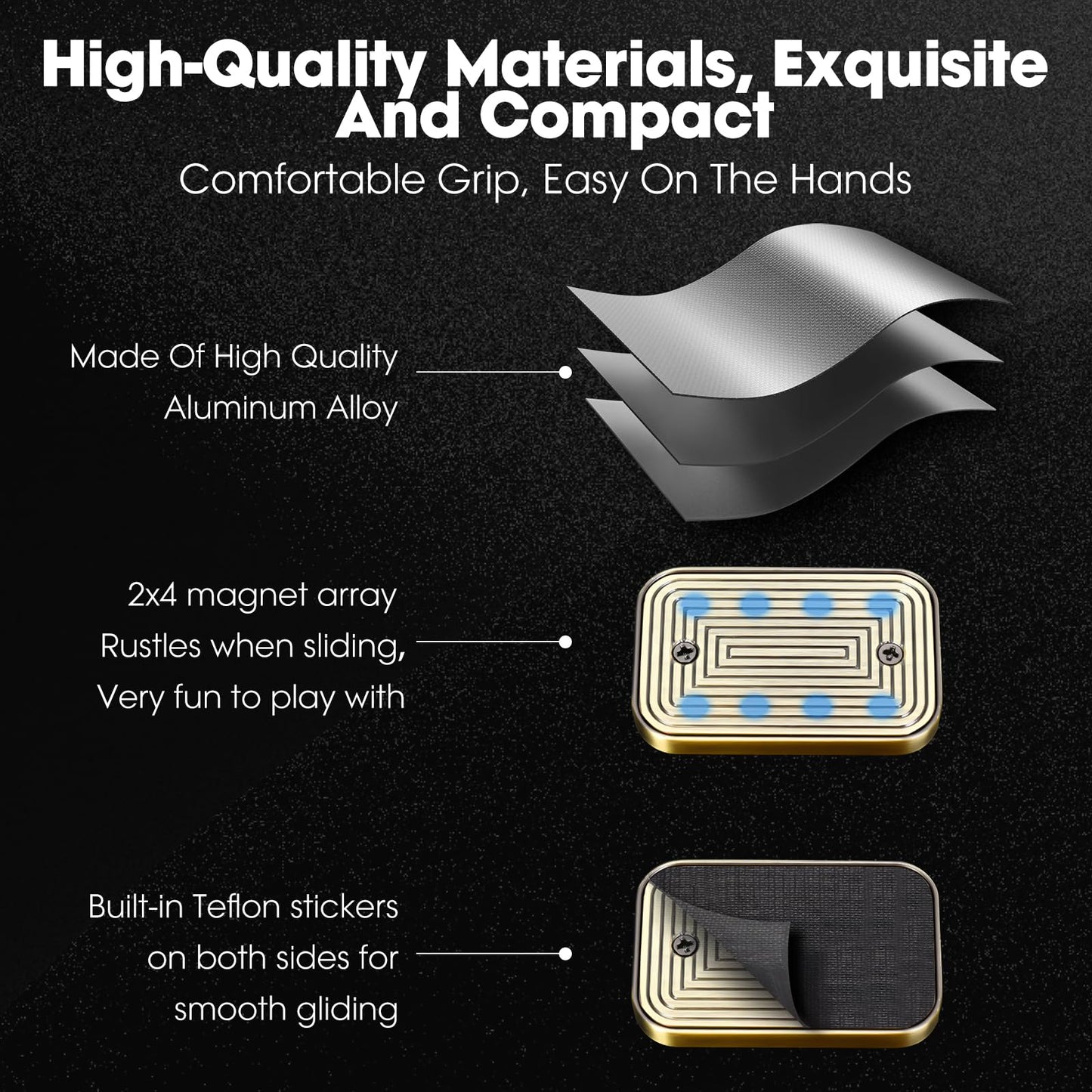 Judixy Fidget Slider For Adults - Brick Slider Metal Fidget Toys, Anxiety/Adhd/Annoy Relieving Edc Metal Fidget, Stress Reducing