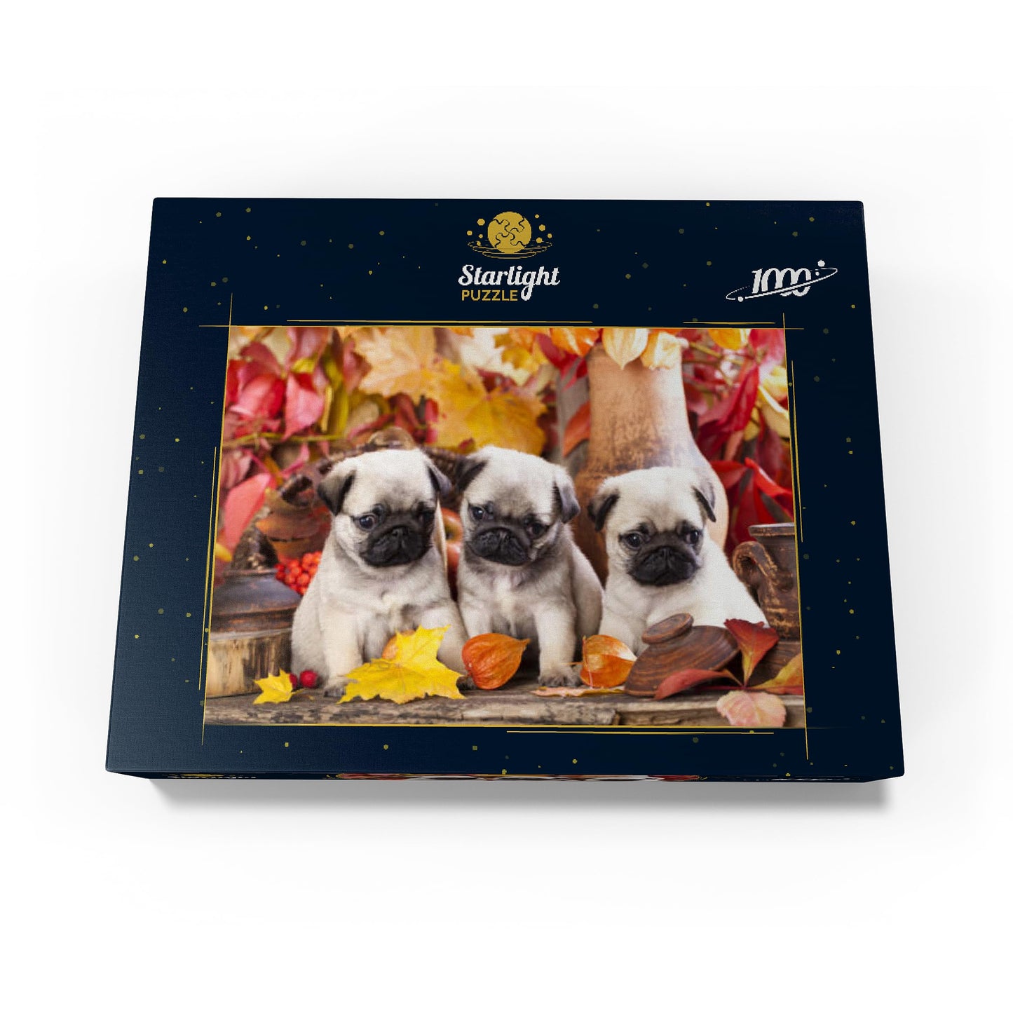 MyPuzzle Pug Puppies - enhanced 1000 Piece Jigsaw Puzzle - Made in USA